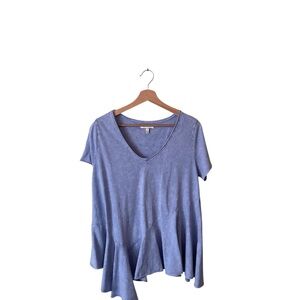 Anthropologie Asymmetrical Blue Short Sleeve Tee